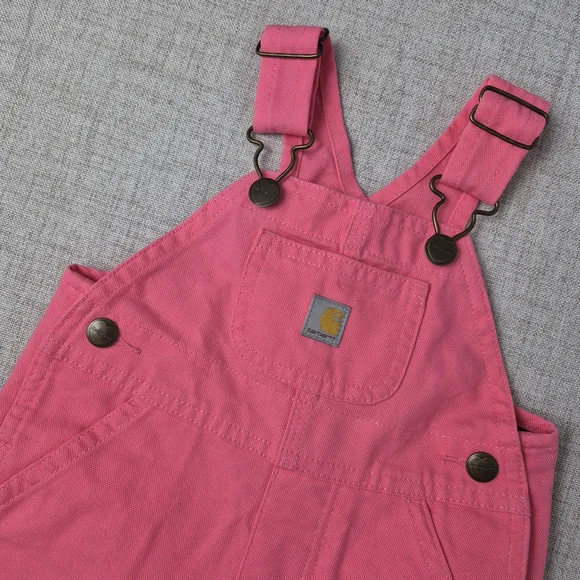 Carhartt Baby Girls Pink Canvas Overalls - Heart Hardware - 6M - Picture 2 of 10